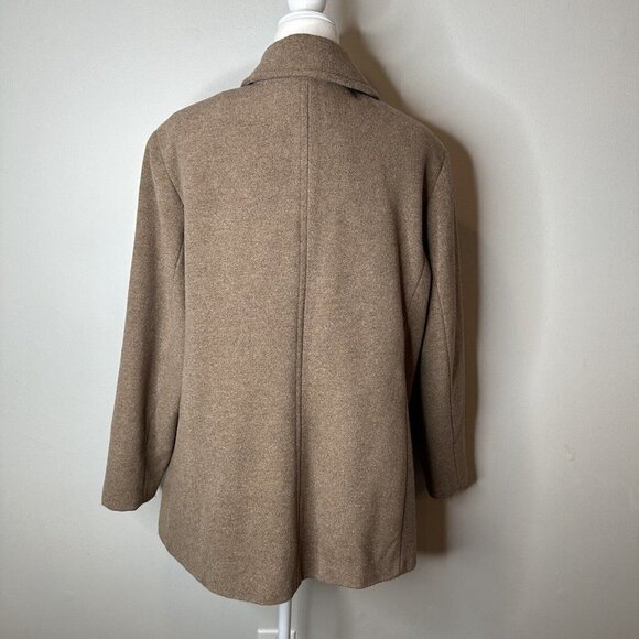 CALVIN KLEIN Wool Blend Pea Coat Double Breasted Spread Collar Beige Oat Size 0X - Picture 7 of 13